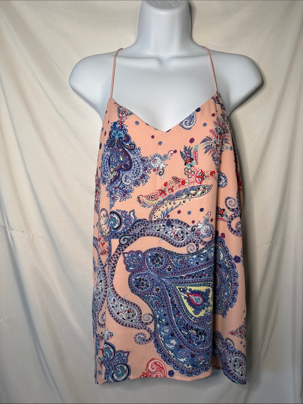 Express Peach Paisley Print Spaghetti Strap Cami Barcelona Cami Medium